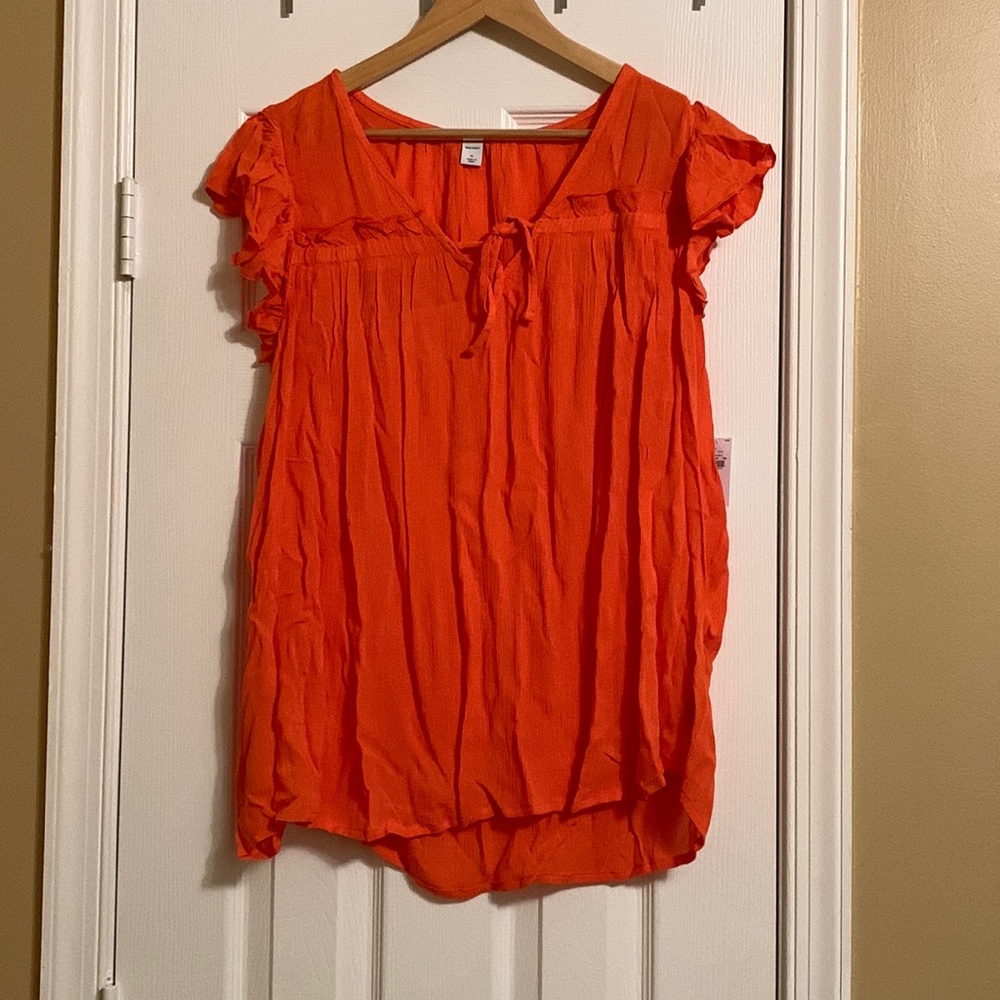 Ruffle sleeve sleeveless peasant top